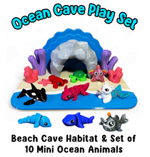 Load image into Gallery viewer, Beach Friends Ocean Set (10 Mini Animals + Beach Habitat)
