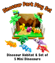 Load image into Gallery viewer, Dinosaur Park Play Set (5 Mini Dinosaurs + Habitat)