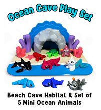 Load image into Gallery viewer, Beach Friends Ocean Set (5 Mini Animals + Beach Habitat)