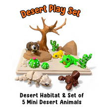 Load image into Gallery viewer, Desert Habitat Set (5 Mini Animals + Desert Scene)