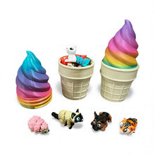 Load image into Gallery viewer, Rainbow Ice Cream Cone with 5 Mini Animals – Girl Favorites Surprise Set