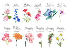 Load image into Gallery viewer, Personalized Birth Month Flower With Names T-Shirt or Hoodie, Mother's Day Gift