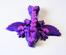Load image into Gallery viewer, 3D Printed Heart Winged Dragon - PURPLE/PINK