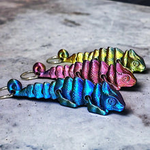 Load image into Gallery viewer, 3D Printed Metallic Rainbow Chameleon Keychain