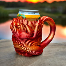 Load image into Gallery viewer, 3D Printed Dragon Can Holder With Handle, Plastic Pop Can Koozie