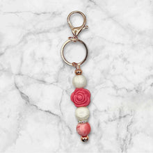 Load image into Gallery viewer, Elegant Rose Beaded Keychain