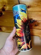 Load image into Gallery viewer, Glitter Sunflower Tumbler or Water Bottle
