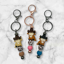 Load image into Gallery viewer, Highland Cow with Cowboy Hat Keychain
