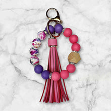 Load image into Gallery viewer, Pink and Purple Floral Silicone Beaded Wristlet