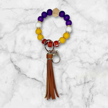 Load image into Gallery viewer, Game Day Purple and Gold Silicone Beaded Wristlet