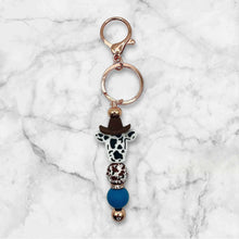 Load image into Gallery viewer, Spotted Cow with Cowboy Hat Keychain