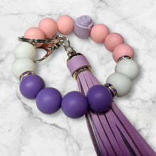 Load image into Gallery viewer, Pink and Lavender Silicone Beaded Wristlet