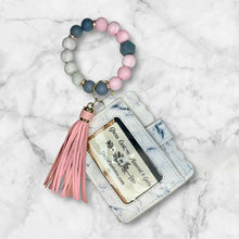 Load image into Gallery viewer, Marble Gray Mini Wallet with Silicone Beaded Wristlet - Faux Leather
