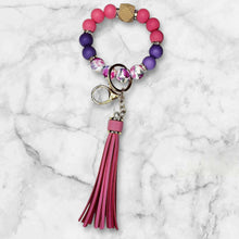 Load image into Gallery viewer, Pink and Purple Floral Silicone Beaded Wristlet