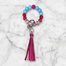 Load image into Gallery viewer, Dark Pink Floral Silicone Beaded Wristlet