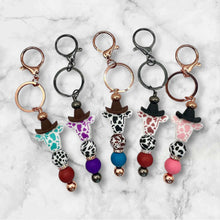 Load image into Gallery viewer, Spotted Cow with Cowboy Hat Keychain