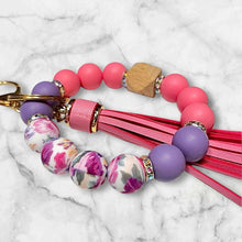 Load image into Gallery viewer, Pink and Purple Floral Silicone Beaded Wristlet
