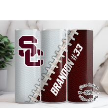 Load image into Gallery viewer, Personalized Streeters Football Sublimation Tumbler, 20 oz. Skinny Tumbler or Water Bottle