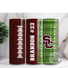 Load image into Gallery viewer, Personalized Streeters Football Sublimation Tumbler, 20 oz. Skinny Tumbler or Water Bottle