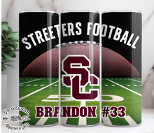Load image into Gallery viewer, Streeters Football Sublimation Tumbler, 20 oz. Skinny Tumbler or Water Bottle