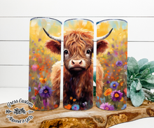 Load image into Gallery viewer, Highland Calf Floral Tumbler or Water Bottle