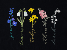 Load image into Gallery viewer, Personalized Birth Month Flower With Names T-Shirt or Hoodie, Mother's Day Gift