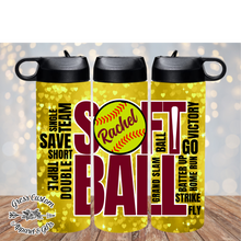 Load image into Gallery viewer, Personalized Softball Word Art Tumbler With Name 20 oz. Skinny Tumbler or Water Bottle