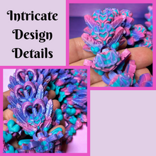 Load image into Gallery viewer, 3D Printed Large Heart Dragon - PINK/PURPLE/TEAL