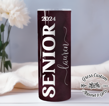 Load image into Gallery viewer, Custom Senior Sublimation Tumbler, 20 oz. Skinny Tumbler or Water Bottle