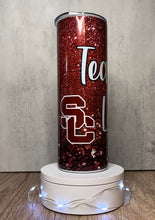 Load image into Gallery viewer, Teaching Future Leaders SC Mainstreeters Faux Glitter Sublimation Tumbler, 20 oz. Skinny Tumbler