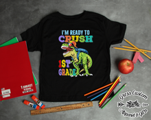 Load image into Gallery viewer, T-Rex Roaring Back To School Boys T-Shirt, Pre-K Through 4th Grade, Dinosaur Shirt