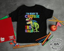 Load image into Gallery viewer, T-Rex Roaring Back To School Boys T-Shirt, Pre-K Through 4th Grade, Dinosaur Shirt