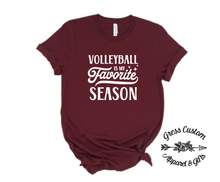 Load image into Gallery viewer, Volleyball Is My Favorite Season Maroon and Grey T-Shirt (Youth and Adult)