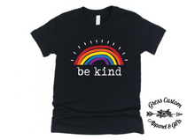 Load image into Gallery viewer, Be Kind Rainbow T-Shirt (Youth and Adult)
