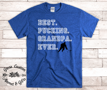Load image into Gallery viewer, Best Pucking Grandpa Ever Hockey Player T-Shirt, Customize To Match Favorite Team Colors