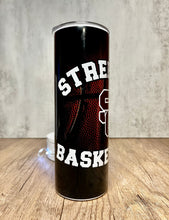 Load image into Gallery viewer, Streeters Basketball Sublimation Tumbler, Personalize With Name and Jersey Number For Free, 20 oz. Skinny Tumbler