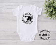 Load image into Gallery viewer, Just A Boy Who Loves Cows Toddler Tee, Baby Bodysuit