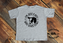 Load image into Gallery viewer, Just A Boy Who Loves Cows Toddler Tee, Baby Bodysuit