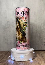 Load image into Gallery viewer, Pink Glitter Floral Horse Sublimation Tumbler, Add Name For Free, 20 oz. Skinny Tumbler