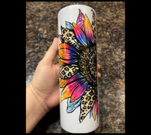 Load image into Gallery viewer, Rainbow Sunflower Tumbler, I Am The Storm Quote, 20 oz. Skinny Tumbler