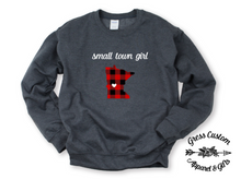Load image into Gallery viewer, Small Town Girl Dark Grey (Youth and Adult) T-Shirt, Long Sleeve Tee, Crew Neck Sweatshirt, Hoodie