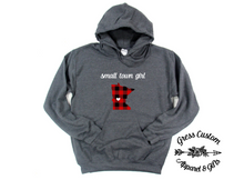 Load image into Gallery viewer, Small Town Girl Dark Grey (Youth and Adult) T-Shirt, Long Sleeve Tee, Crew Neck Sweatshirt, Hoodie