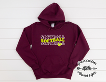 Load image into Gallery viewer, Stacked Softball With Heart Maroon (Youth & Adult)