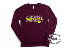 Load image into Gallery viewer, Stacked Softball With Heart Maroon (Youth & Adult)