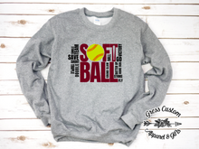 Load image into Gallery viewer, Softball Word Art Light Grey, Personalize With Team Colors
