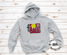 Load image into Gallery viewer, Softball Word Art Light Grey, Personalize With Team Colors