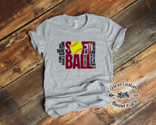 Load image into Gallery viewer, Softball Word Art Light Grey, Personalize With Team Colors
