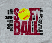 Load image into Gallery viewer, Softball Word Art Light Grey, Personalize With Team Colors