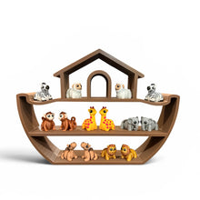 Load image into Gallery viewer, Play &amp; Display Noah's Ark - Montessori Animal Toy Storage &amp; Nursery Decor - Optional Mini Animal Set
