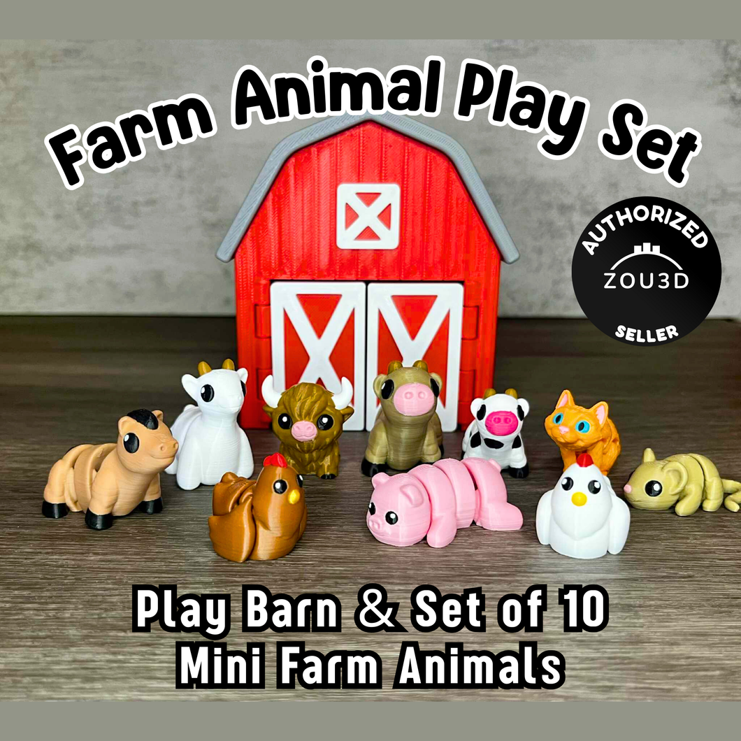 Farm Friends Barn Set (10 Mini Animals + Barn)